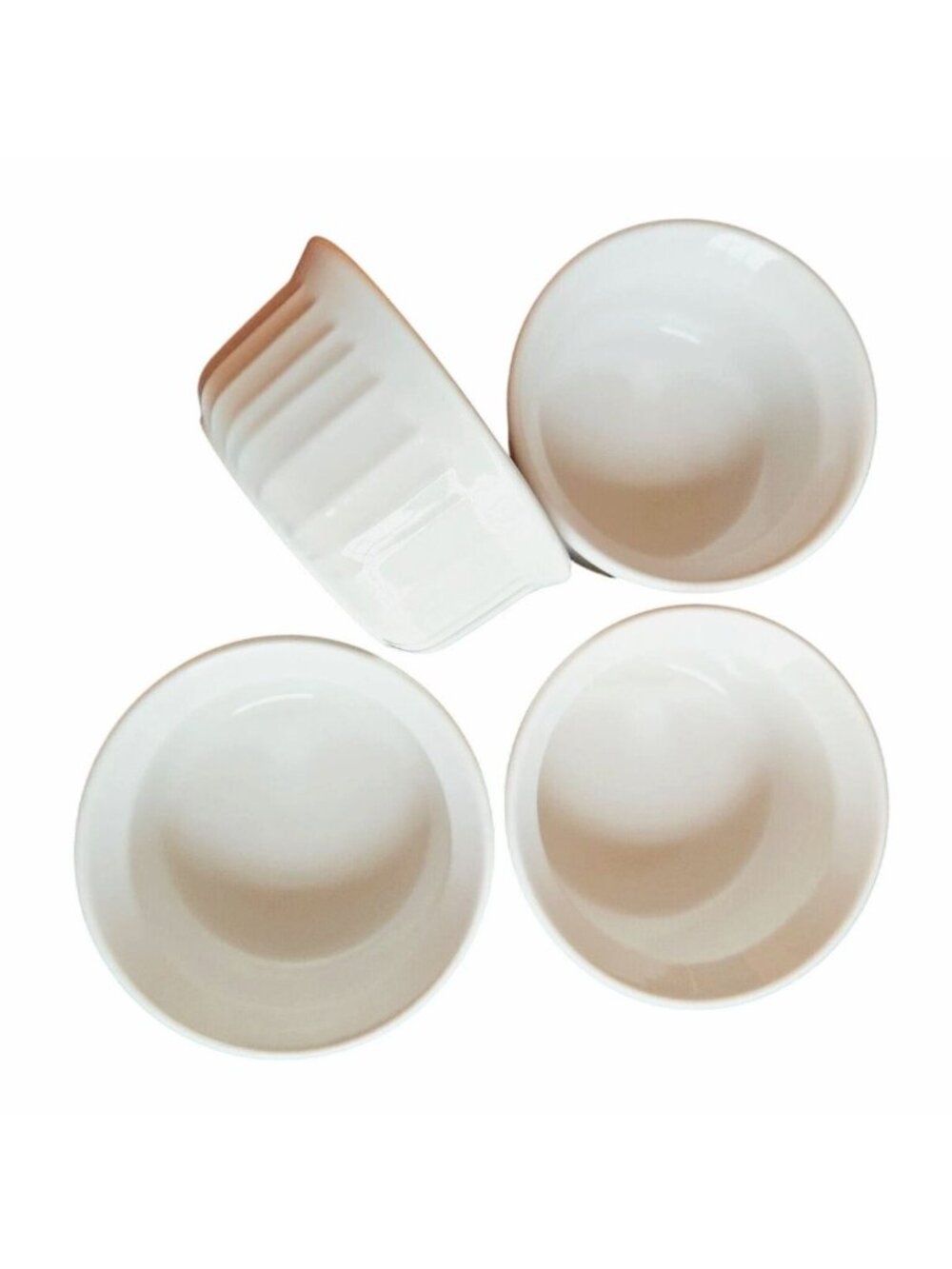 Corning Ware French White Ribbed 7 Oz Ramekins 200 ML. Set Of 4 - Picture 3 of 6